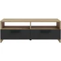 Meuble TV PILVI Style Contemporain 2 Abattants 2 Niches Décor Chêne et Noir L 95 * P 34.6 * H 35.8 cm
