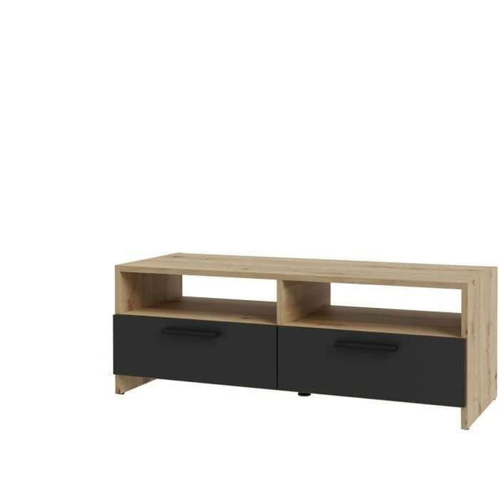 Meuble TV PILVI - Chêne et Noir - 2 abattants et 2 niches