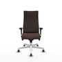 Piqueras Y Crespo Fauteuil Albacete, Simili-cuir Marron foncé, Mécanisme Synchrone, Base Blanche, Accoudoirs 1D, Roulettes 65mm