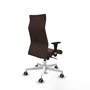 Piqueras Y Crespo Fauteuil Albacete, Simili-cuir Marron foncé, Mécanisme Synchrone, Base Blanche, Accoudoirs 1D, Roulettes 65mm