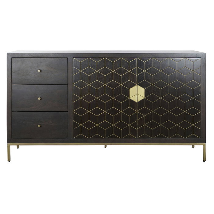Buffet DKD Home Decor Noir Doré Brun foncé Métal Acacia 160 x 40 x 90 cm