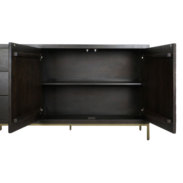 Buffet DKD Home Decor Noir Doré Brun foncé Métal Acacia 160 x 40 x 90 cm