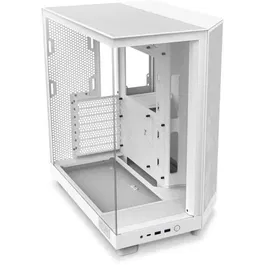 NZXT H6 Flow RGB CC-H61FW-R1 - Boîtier PC moyen-tour blanc avec double chambre et 3 ventilateurs RGB 120 mm inclus - Vitre trempée