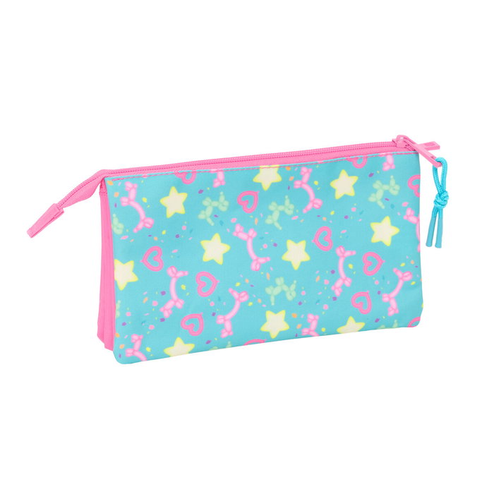 Safta Trousse Fourre-Tout Triple Gabby's Dollhouse Confetti Rose et Turquoise