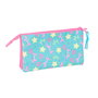 Trousse Fourre-Tout Triple Gabby's Dollhouse Confetti Rose Turquoise 22 x 12 x 3 cm