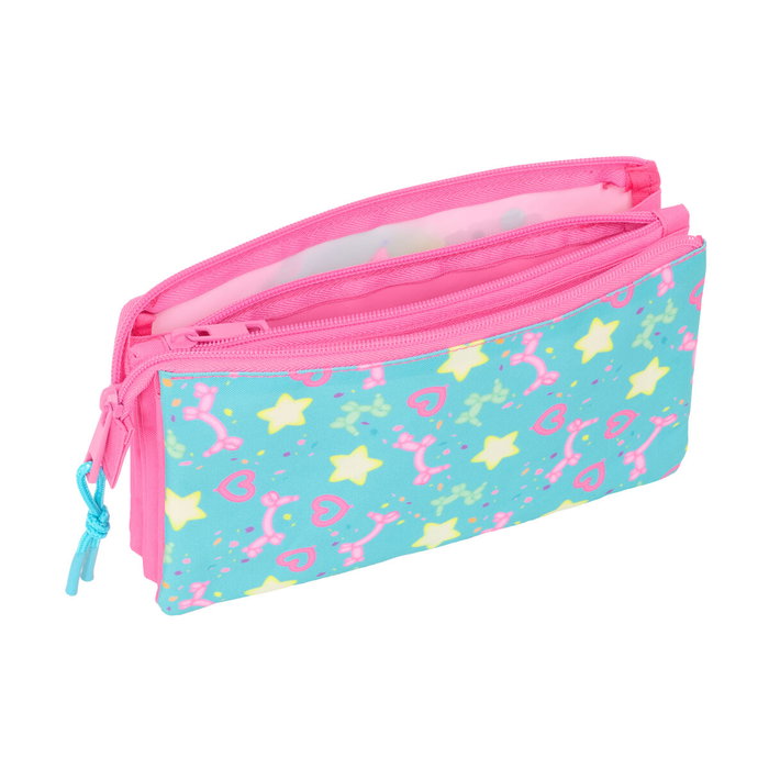 Safta Trousse Fourre-Tout Triple Gabby's Dollhouse Confetti Rose et Turquoise