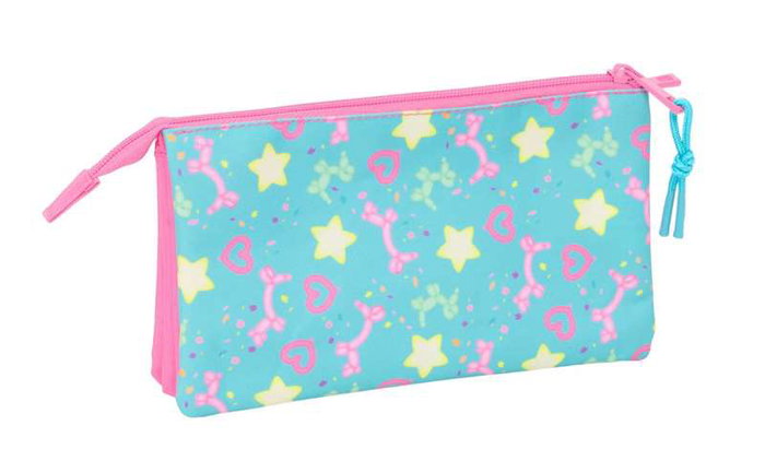 Safta Trousse Fourre-Tout Triple Gabby's Dollhouse Confetti Rose et Turquoise