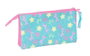 Safta Trousse Fourre-Tout Triple Gabby's Dollhouse Confetti Rose et Turquoise