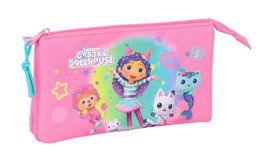 Safta Trousse Fourre-Tout Triple Gabby's Dollhouse Confetti Rose et Turquoise