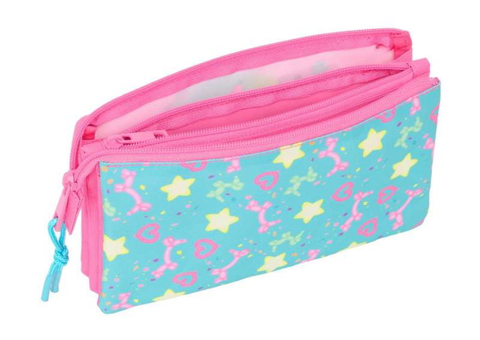 Safta Trousse Fourre-Tout Triple Gabby's Dollhouse Confetti Rose et Turquoise