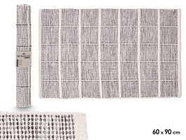 Giftdecor Tapis Artisanal Gris 60x90 cm Motifs Carreaux Polyester Coton (Set de 8)