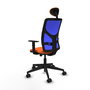 Piqueras Y Crespo Chaise de bureau Motilla, assise orange et dossier bleu