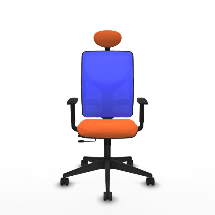 Piqueras Y Crespo Chaise de bureau Motilla, assise orange et dossier bleu Piqueras Y Crespo Chaise de bureau Motilla, assise orange et dossier bleu