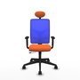 Piqueras Y Crespo Chaise de bureau Motilla, assise orange et dossier bleu