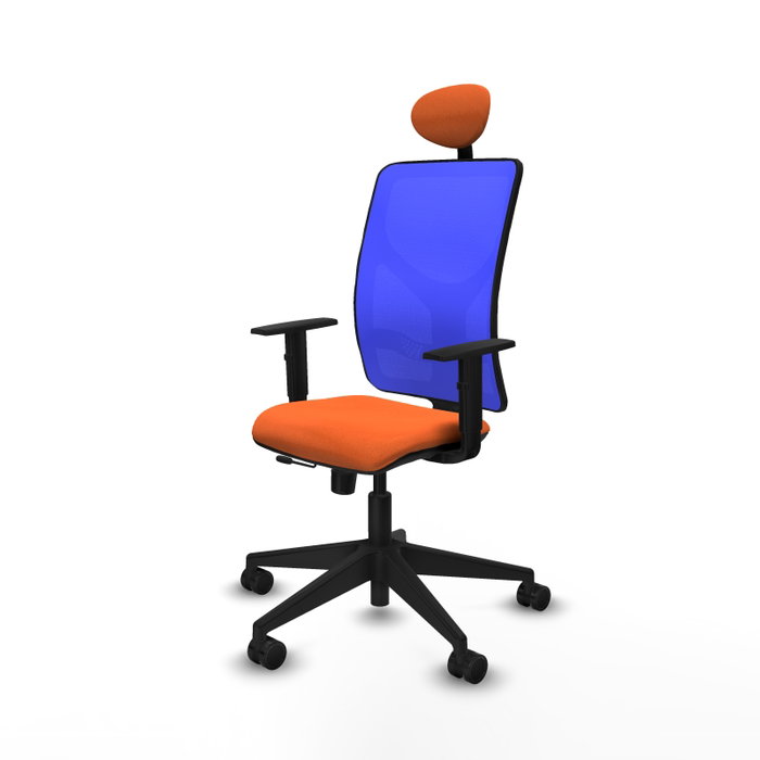 Piqueras Y Crespo Chaise de bureau Motilla, assise orange et dossier bleu Piqueras Y Crespo Chaise de bureau Motilla, assise orange et dossier bleu