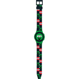 KIDS LICENSING - Montre numérique Minecraft pour enfants, boîtier 29 x 9.5 cm, horloge digitale