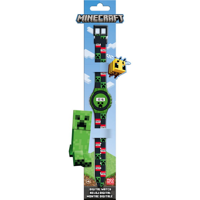 KIDS LICENSING - Montre numérique Minecraft pour enfants, boîtier 29 x 9.5 cm, horloge digitale KIDS LICENSING - Montre numérique Minecraft pour enfants, boîtier 29 x 9.5 cm, horloge digitale