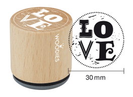 Woodies Sceau en bois et caoutchouc Love 33x30mm