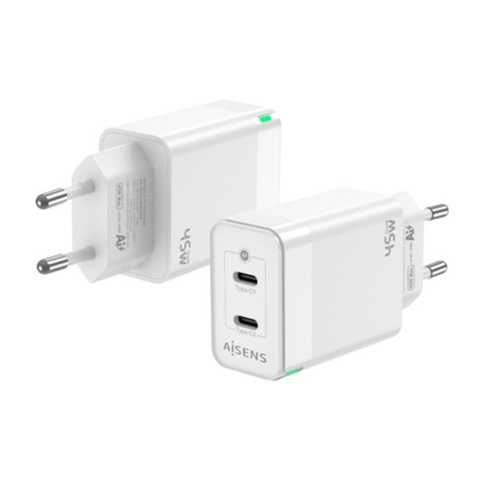 Chargeur mural Aisens ASCH-45W2P005-W Blanc 45 W Chargeur mural Aisens ASCH-45W2P005-W Blanc 45 W