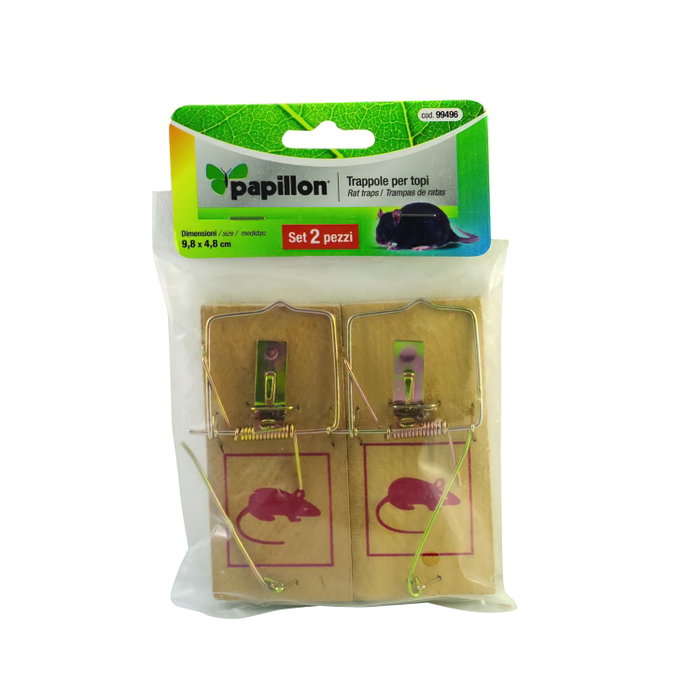 MAURER Lot de 2 pièges à souris en bois 9,8 x 4,8 cm