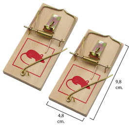 MAURER Lot de 2 pièges à souris en bois 9,8 x 4,8 cm