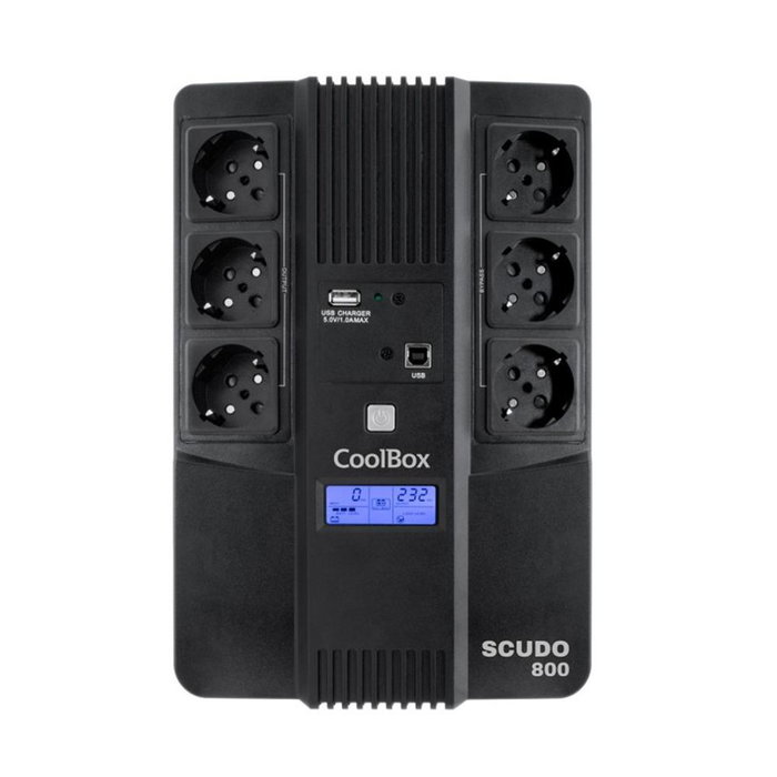Coolbox Scudo3 800 VA LCD 6 Prises Schuko UPS Onduleur Ligne Interactive AVR 480W USB RJ-45 Coolbox Scudo3 800 VA LCD 6 Prises Schuko UPS Onduleur Ligne Interactive AVR 480W USB RJ-45
