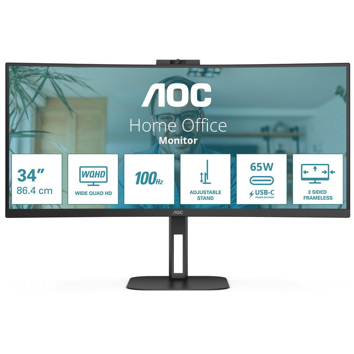 AOC Moniteur incurvé 34 pouces QHD 144 Hz 1 ms FreeSync Premium CU34V5C/BK AOC Moniteur incurvé 34 pouces QHD 144 Hz 1 ms FreeSync Premium CU34V5C/BK