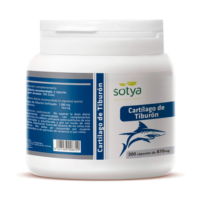 SOTYA Cartilago de Tiburon 870mg 300 Capsules SOTYA Cartilago de Tiburon 870mg 300 Capsules
