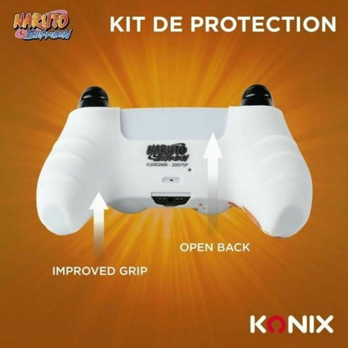 Konix Coque de Protection pour Manette DualSense PS5 - Silicone - Motif Konoha et Naruto - Blanc Konix Coque de Protection pour Manette DualSense PS5 - Silicone - Motif Konoha et Naruto - Blanc