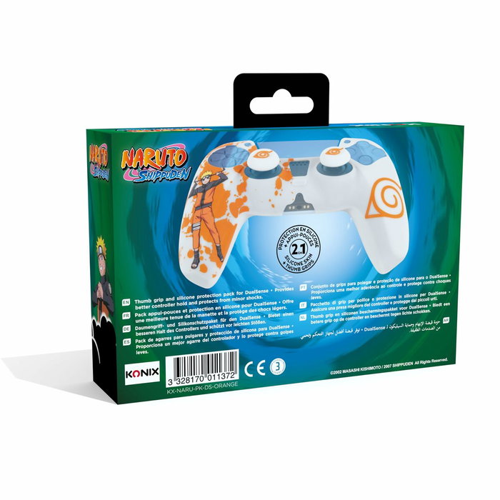 Konix Coque de Protection pour Manette DualSense PS5 - Silicone - Motif Konoha et Naruto - Blanc Konix Coque de Protection pour Manette DualSense PS5 - Silicone - Motif Konoha et Naruto - Blanc