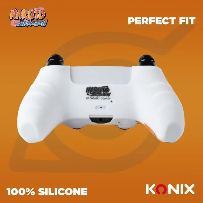 Konix Coque de Protection pour Manette DualSense PS5 en Silicone avec Appuie-Pouces et Motif Naruto Konoha - Blanc