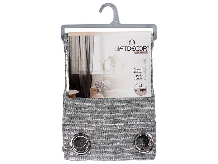 Giftdecor Rideau Visuel Gris Foncé 140x260 cm en 100% Polyester (Set de 6)