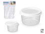 Leknes Lot de 10 Pots Ronds avec Couvercle 50 ml Blanc Transparent Plastique PP 18x23x6 cm (Set de 24)