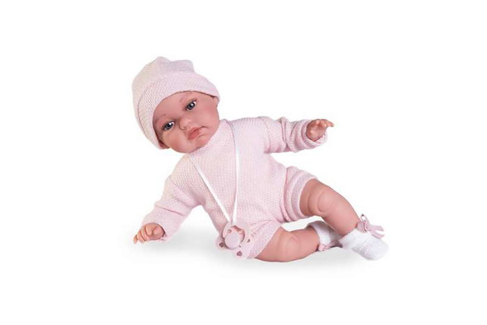 Antonio Juan Muñeca Baby Toneta Palabritas - Poupée bébé parlante avec porte-bébé, 34 cm - Son, lumière, 10 langues (dont Français) - Fonctionne avec piles