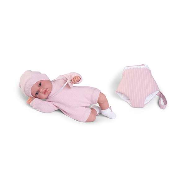 Antonio Juan Muñeca Baby Toneta Palabritas - Poupée bébé parlante avec porte-bébé, 34 cm - Son, lumière, 10 langues (dont Français) - Fonctionne avec piles