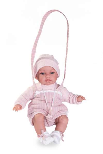 Antonio Juan Muñeca Baby Toneta Palabritas - Poupée bébé parlante avec porte-bébé, 34 cm - Son, lumière, 10 langues (dont Français) - Fonctionne avec piles