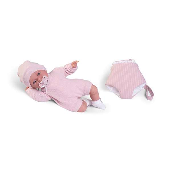Antonio Juan Muñeca Baby Toneta Palabritas - Poupée bébé parlante avec porte-bébé, 34 cm - Son, lumière, 10 langues (dont Français) - Fonctionne avec piles