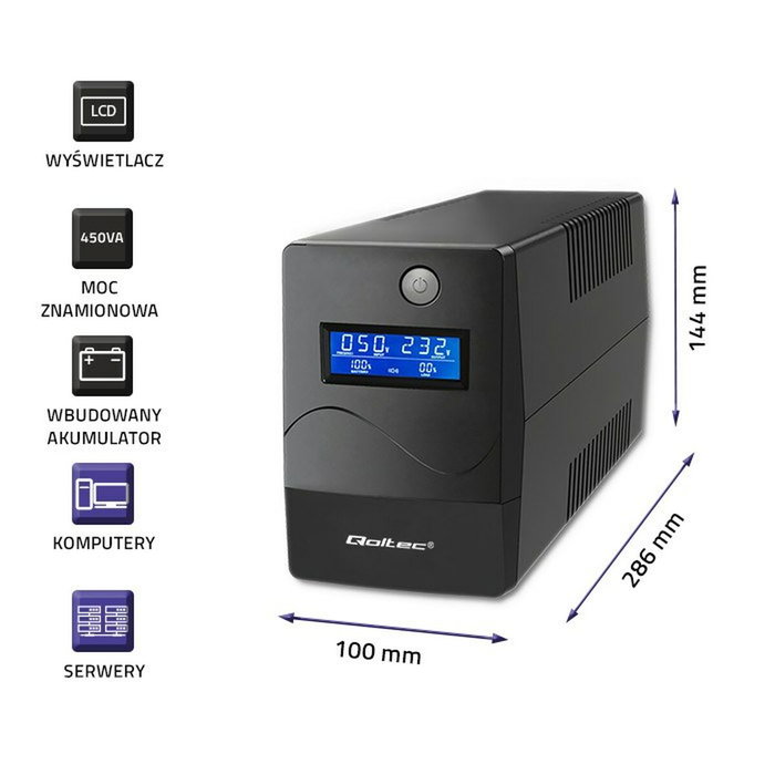 Qoltec 53977 Système d'Alimentation Sans Interruption Interactif 240 W