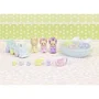 Sylvanian Families - Figurines miniatures Les triplés Lapin Crème et accessoires de bain - 5707 - Bébés couverts avec bouées, train et visages différents