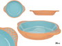 La Dehesa Cazuela en Terre Cuite Ronde avec Anses 20 cm Turquoise Bleu (Set de 8)