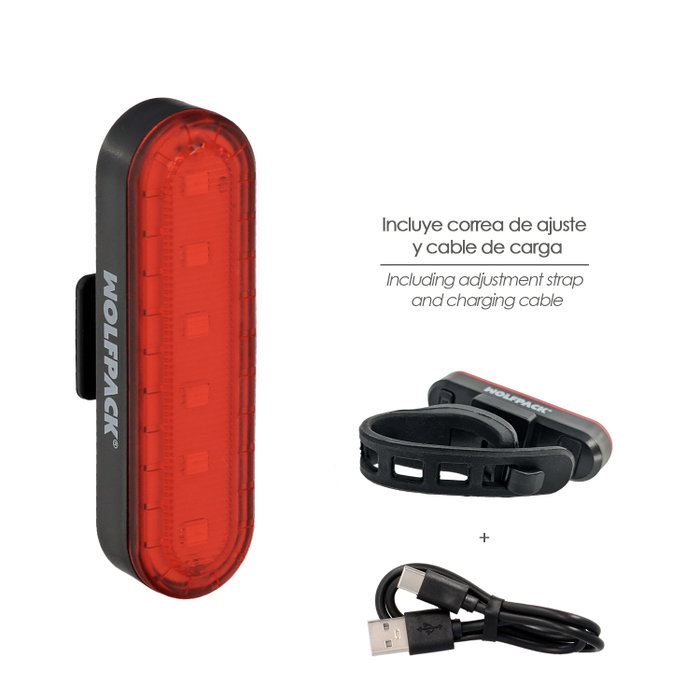 WOLFPACK LINEA PROFESIONAL Luz Led Trasera Pour Vélo ou Trottinette 100 Lumens WOLFPACK LINEA PROFESIONAL Luz Led Trasera Pour Vélo ou Trottinette 100 Lumens