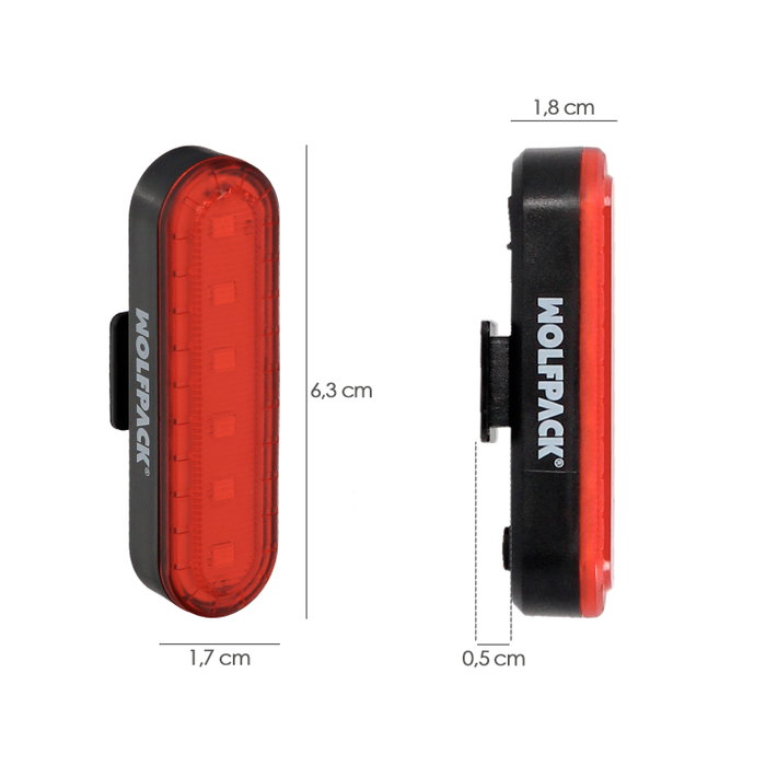 WOLFPACK LINEA PROFESIONAL Luz Led Trasera Pour Vélo ou Trottinette 100 Lumens WOLFPACK LINEA PROFESIONAL Luz Led Trasera Pour Vélo ou Trottinette 100 Lumens