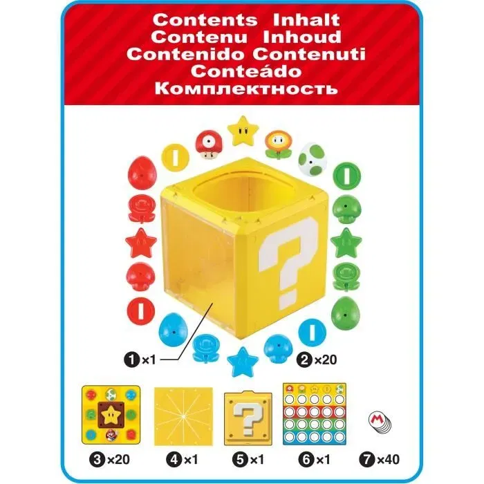 Epoch Games Super Mario Question Block Game EPOCH GAMES - Jeu 3-en-1, Bloc à Questions Super Mario, Jeu de Société pour Enfants dès 4 Ans