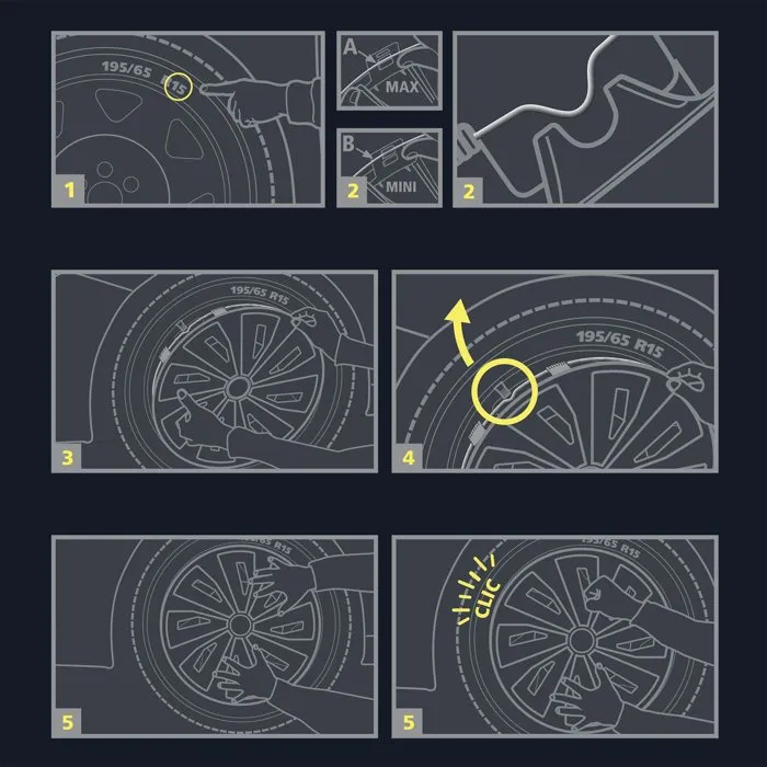 Michelin Lot de 4 Enjoliveurs 15'' NVS 3D Carbone Edition Noir, ABS Bicolore Verni à Haute Finition avec Système de Sécurité Vision Nuit - Simple Clipsage