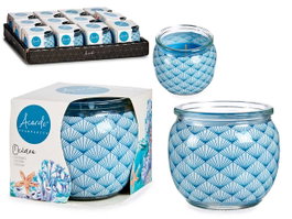 Acorde Bougie Verre Océan Bleu 7x6x7cm (Set de 12)