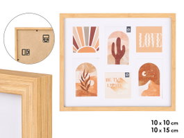GIFTDECOR Cadre photo 6 photos 10x15 effet bambou Marron