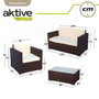 Color Baby - Ensemble de salon : canapé 128 x 72 cm + 2 fauteuils 71 x 72 cm + table basse 80 x 50 x 32 cm, acier et rotin, modèle Aktive