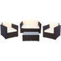 Color Baby - Ensemble de salon : canapé 128 x 72 cm + 2 fauteuils 71 x 72 cm + table basse 80 x 50 x 32 cm, acier et rotin, modèle Aktive