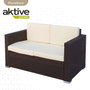 Color Baby - Ensemble de salon : canapé 128 x 72 cm + 2 fauteuils 71 x 72 cm + table basse 80 x 50 x 32 cm, acier et rotin, modèle Aktive