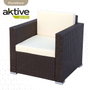 Color Baby - Ensemble de salon : canapé 128 x 72 cm + 2 fauteuils 71 x 72 cm + table basse 80 x 50 x 32 cm, acier et rotin, modèle Aktive